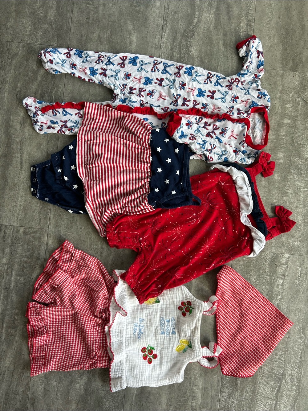 Kids Red & Navy Summer Romper Set with Stars and Stripes - Unbranded